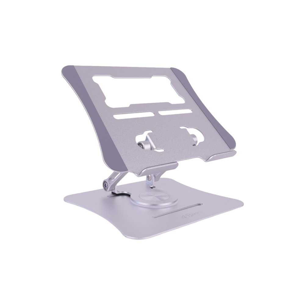 Alüminyum Laptop Standı 360° Döner, Ergonomik ve Yükseklik Ayarlı GRİ