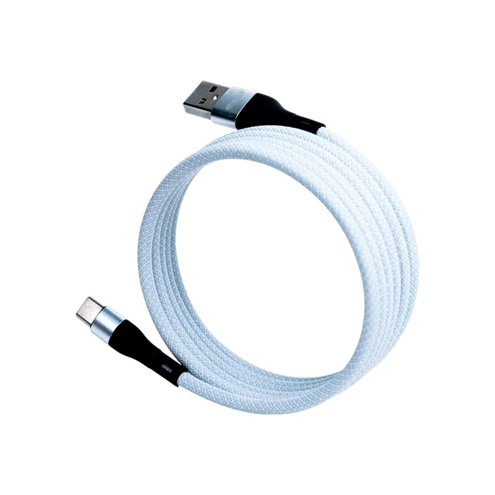 KS-AC01 Beyaz Manyetik USB-C-USB-A Kablo – 1 m, Süper Hızlı Şarj
