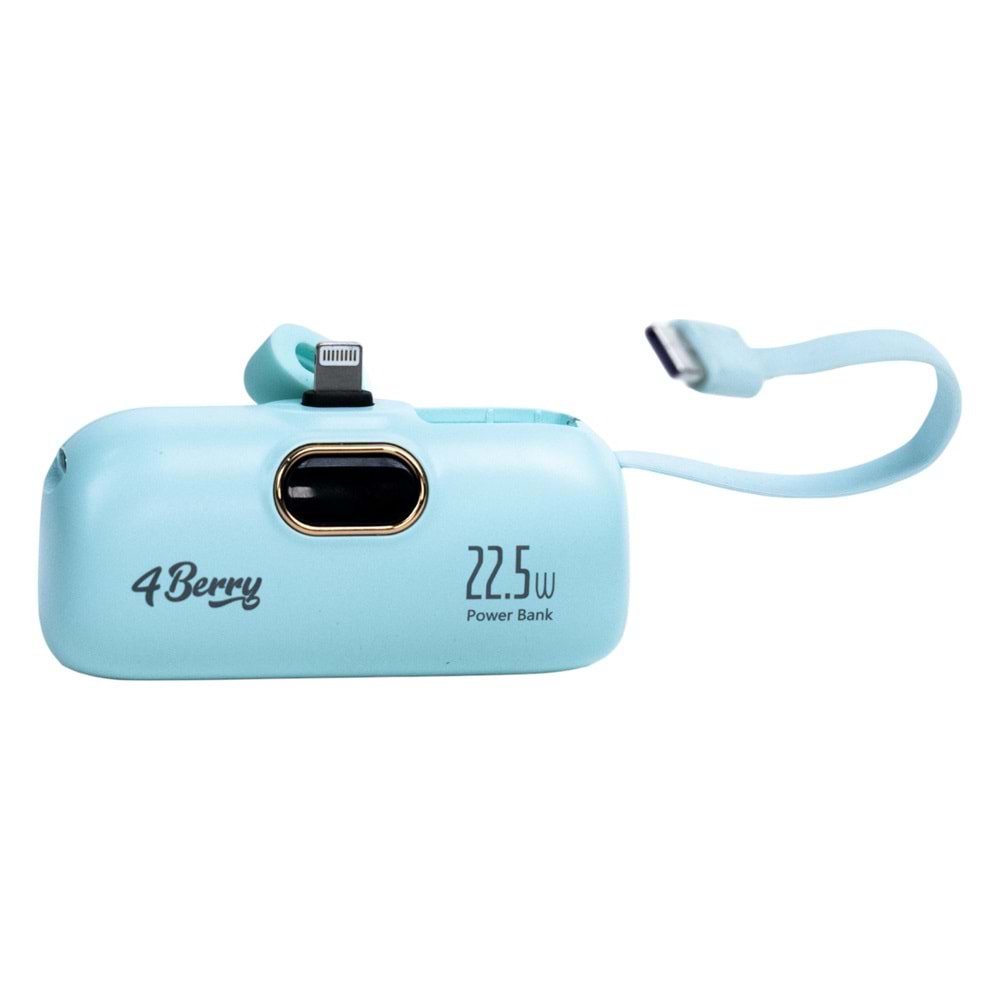 5.000mAh Mini Powerbank – 22.5W Hızlı Şarj, Lightning Girişli, Taşınabilir Şık Tasarım, Yeşil