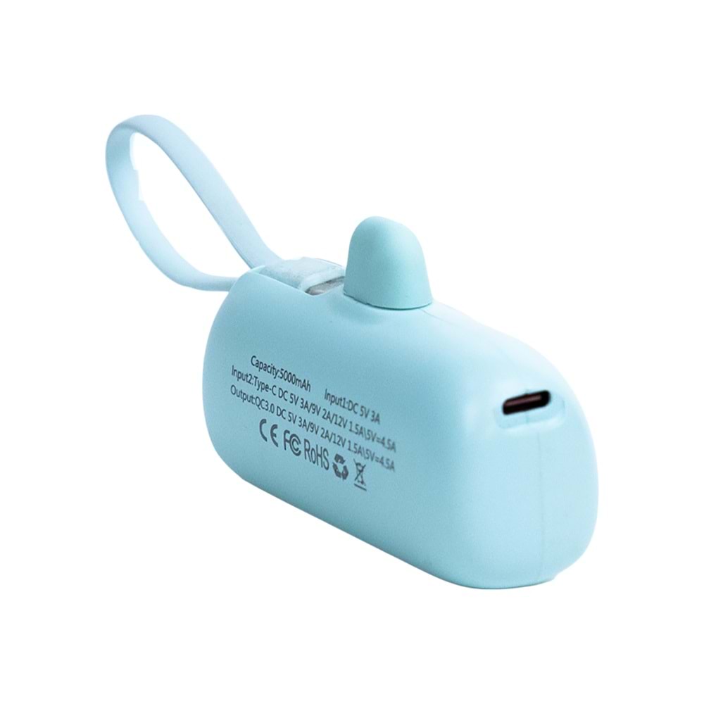5.000mAh Mini Powerbank – 22.5W Hızlı Şarj, Lightning Girişli, Taşınabilir Şık Tasarım, Yeşil