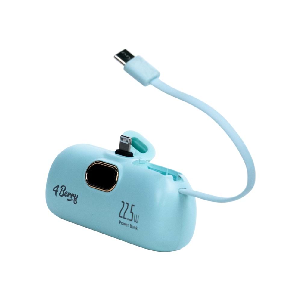 5.000mAh Mini Powerbank – 22.5W Hızlı Şarj, Lightning Girişli, Taşınabilir Şık Tasarım, Yeşil