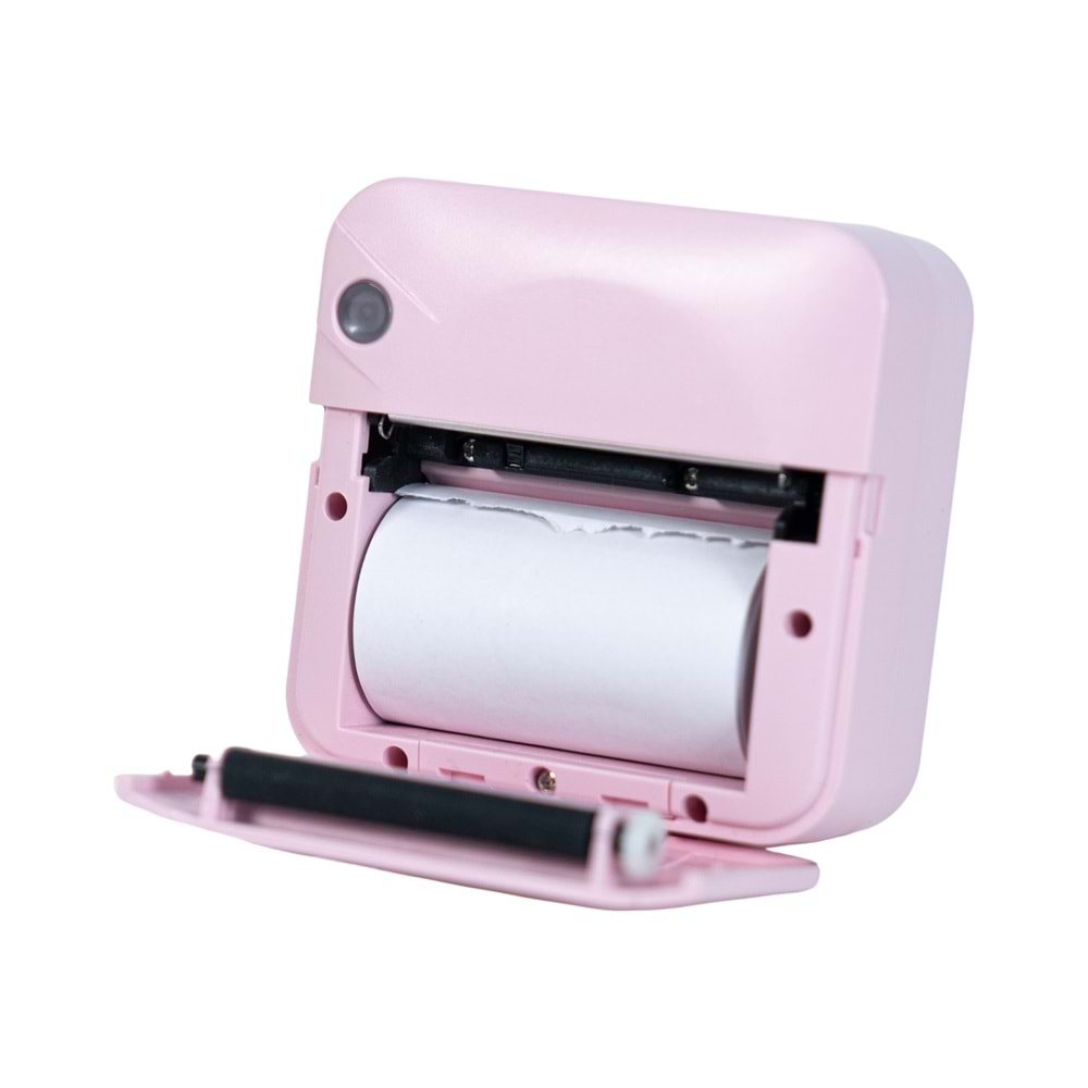 Kablosuz Mini Yazıcı – Bluetooth Termal Etiket ve Not Yazıcı, Kompakt Taşınabilir Tasarım, Pembe