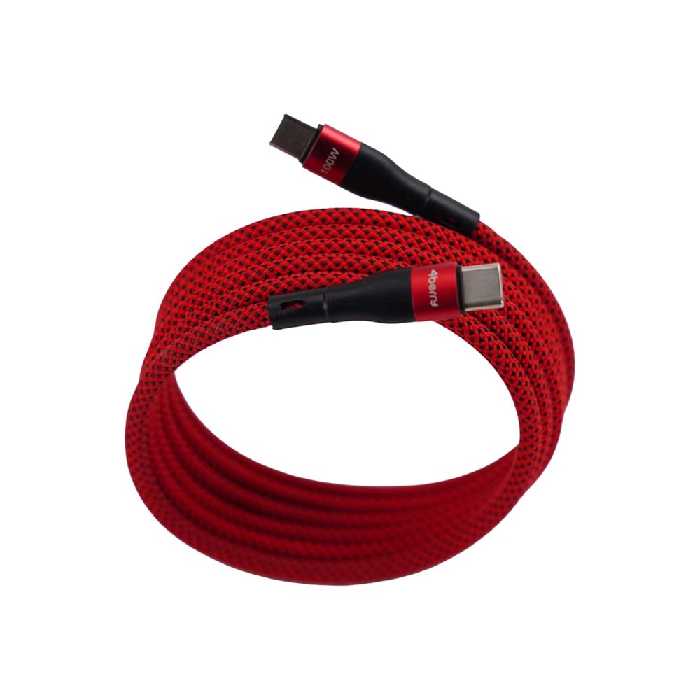 BMCC-05 Kirmizi USB-C-C Manyetik Kablo – 1.5 m, 100 W Süper Hızlı Şarj