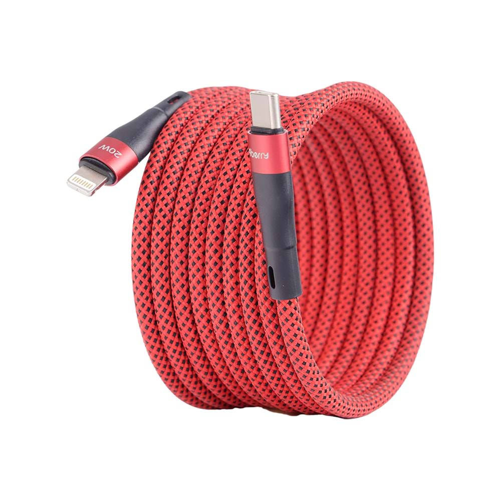 BMLC-02 Kirmizi Manyetik 1,5 m Hızlı Şarj Kablosu – Type-C - Lightning, 3 A