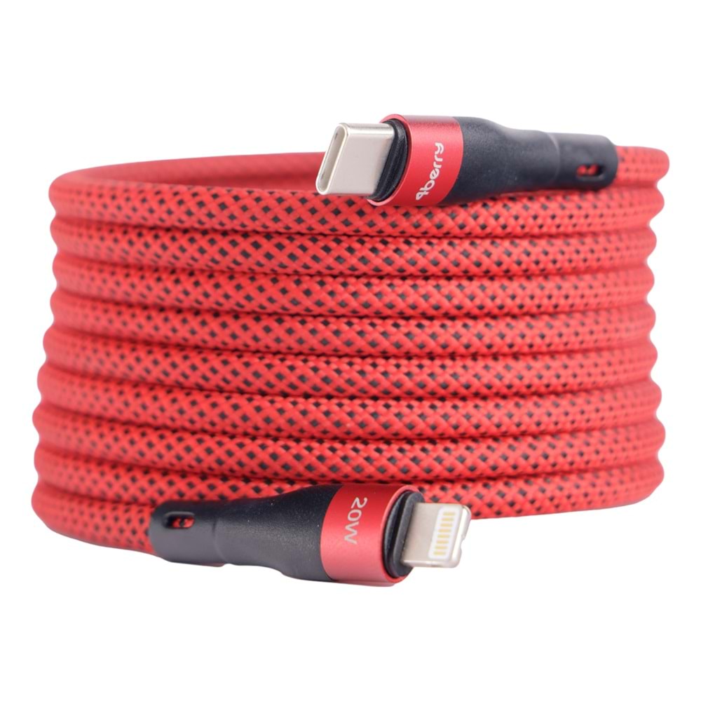 BMLC-02 Kirmizi Manyetik 1,5 m Hızlı Şarj Kablosu – Type-C - Lightning, 3 A