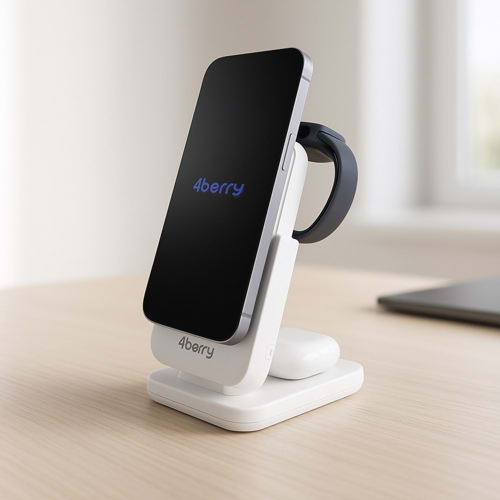 BWLm01B Beyaz Powerbank & Stand – 5-in-1, 5000 mAh, 20 W Hızlı Şarj