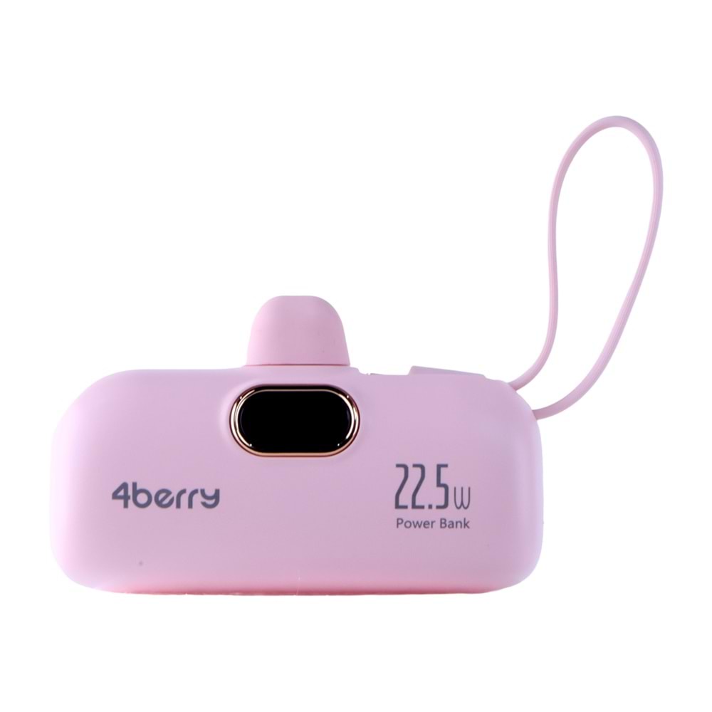5.000 mAh Mini Powerbank – 22.5W Hızlı Şarj Destekli, Type-C Girişli Taşınabilir Şarj Cihazı PEMBE