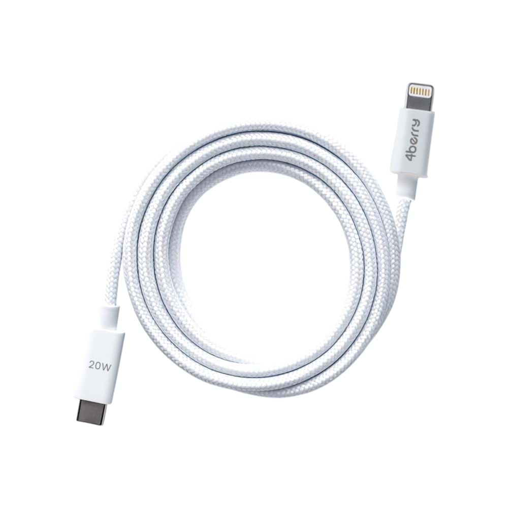 Type- C to Lightning Örgülü Hızlı Şarj Kablosu ve Veri Kablosu 1.2 M BEYAZ