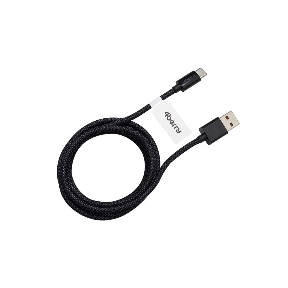 USB-A to Type-C Örgülü 66W Süper Hızlı Şarj Kablosu ve Veri Kablosu 1.2 M SIYAH