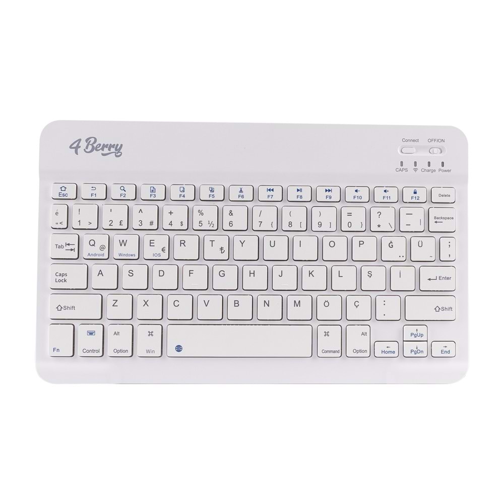 Kablosuz Klavye Mouse ve Stand Seti + Ayarlanabilir Telefon Standı BEYAZ