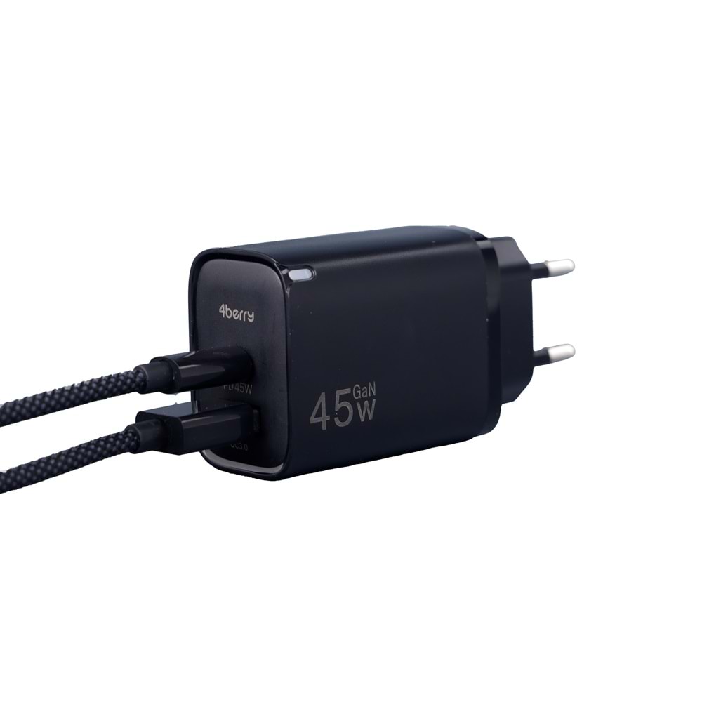 AD17 45W Yeşıl Süper Hızlı Şarj Adaptörü – Çift Port USB-A & USB-C, PD + QC3.0 Destekli