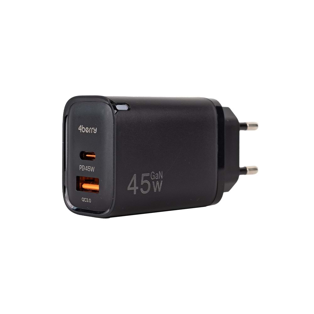 AD17 45W Yeşıl Süper Hızlı Şarj Adaptörü – Çift Port USB-A & USB-C, PD + QC3.0 Destekli