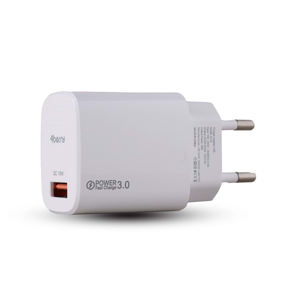 AC18 ECO Bundle 18W Hızlı Şarj Cihazı + USB-A to Type-C Kablo , QC 3.0 Destekli