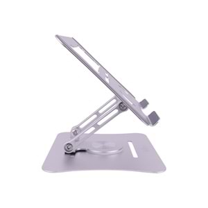 Alüminyum Laptop Standı 360° Döner, Ergonomik ve Yükseklik Ayarlı GRİ