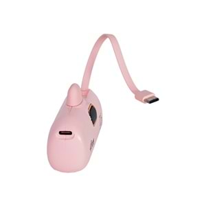 5.000 mAh Mini Powerbank 22.5W Hızlı Şarj, Lightning Girişli, Taşınabilir Şık Tasarım Pembe