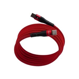 Manyetik 100W Type-C to Type-C Süper Hızlı Şarj ve Veri Kablosu 1 M KIRMIZI
