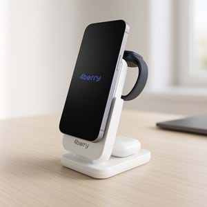 BWLm01B Beyaz Powerbank & Stand – 5-in-1, 5000 mAh, 20 W Hızlı Şarj