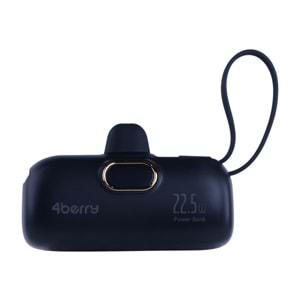 5.000 mAh Mini Powerbank 22.5W Hızlı Şarj Destekli, Type-C Girişli Taşınabilir Şarj Cihazı SİYAH