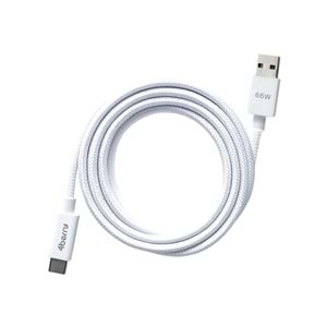 4Berry ECO-AC Beyaz USB-A›USB-C Örgülü Kablo – 66 W Hızlı Şarj, Dayanıklı