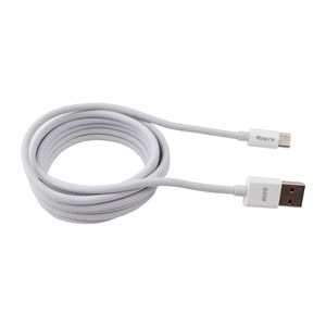 4Berry ECO-AC Beyaz USB-A›USB-C Örgülü Kablo – 66 W Hızlı Şarj, Dayanıklı