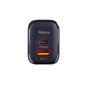 AD17 45W Yeşıl Süper Hızlı Şarj Adaptörü – Çift Port USB-A & USB-C, PD + QC3.0 Destekli
