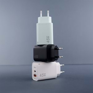 AD17 45W Yeşıl Süper Hızlı Şarj Adaptörü – Çift Port USB-A & USB-C, PD + QC3.0 Destekli