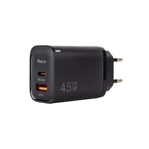 AD17 45W Yeşıl Süper Hızlı Şarj Adaptörü – Çift Port USB-A & USB-C, PD + QC3.0 Destekli