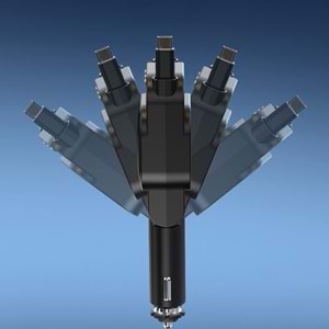 SC07 96W Araç Şarj Cihazı – PD3.0 & QC3.0 Hızlı Şarj, Çift Toplanabilir Kablo, LED Ekran