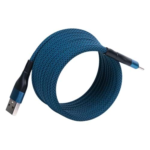 Manyetik USB-A to Type-C Süper Hızlı Şarj ve Veri Kablosu 1M MAVİ
