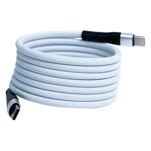 Manyetik 60W Type-C to Type-C Süper Hızlı Şarj ve Veri Kablosu 2 M BEYAZ