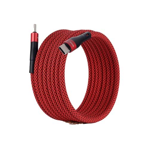 Manyetik 60W Type-C to Type-C Süper Hızlı Şarj ve Veri Kablosu 2 M KIRIMZI
