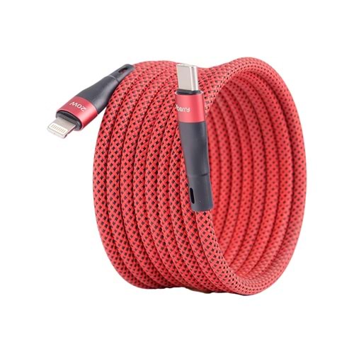 BMLC-02 Kirmizi Manyetik 1,5 m Hızlı Şarj Kablosu – Type-C - Lightning, 3 A