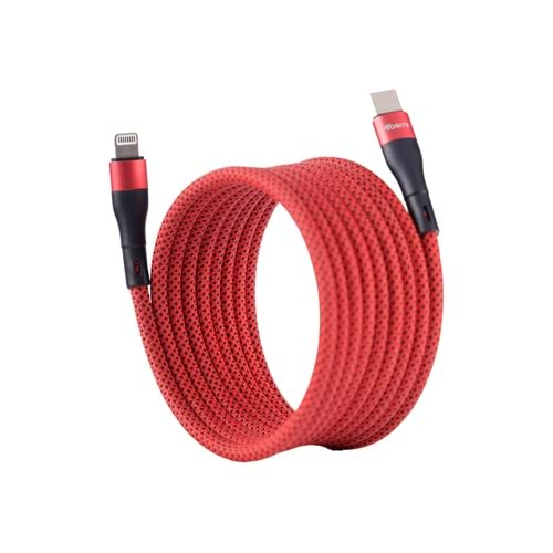 BMUC-02 Kirmizi Manyetik USB-A-C Kablo – 1.5 m, Süper Hızlı Şarj