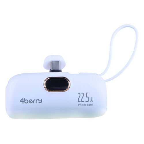5.000 mAh Mini Powerbank – 22.5W Hızlı Şarj Destekli, Type-C Girişli Taşınabilir Şarj Cihazı BEYAZ