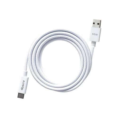 USB-A to Type-C Örgülü Süper Hızlı 66W Şarj Kablosu ve Veri Kablosu BEYAZ