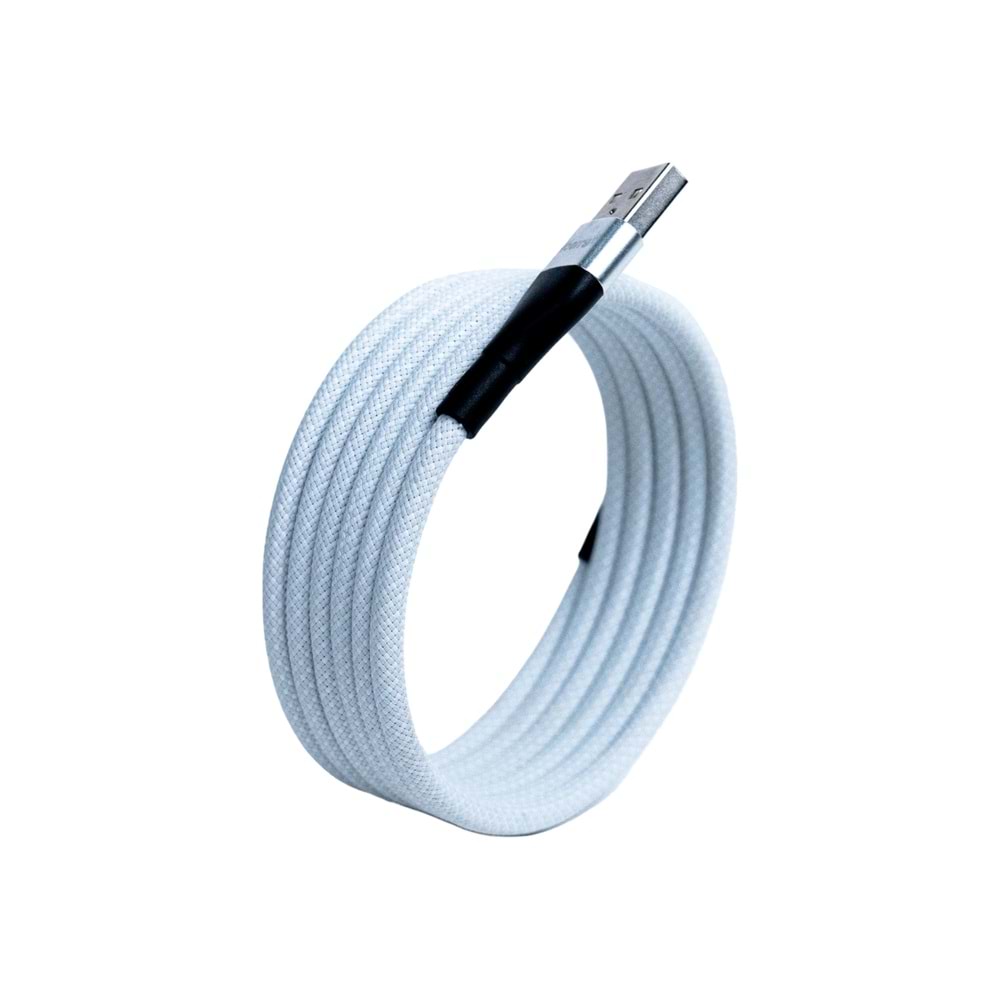 KS-AC01 Beyaz Manyetik USB-C-USB-A Kablo – 1 m, Süper Hızlı Şarj