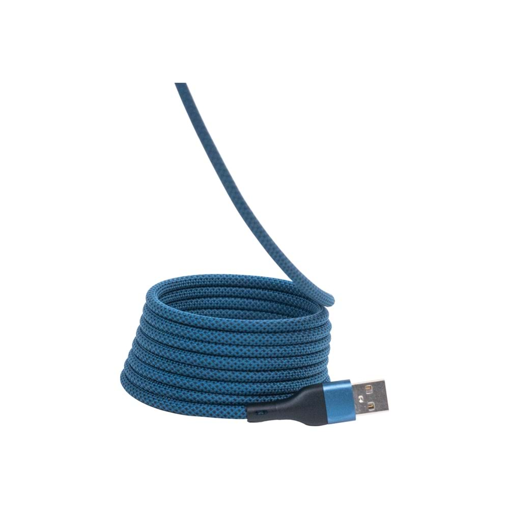 Manyetik USB-A to Type-C Süper Hızlı Şarj ve Veri Kablosu 1M MAVİ