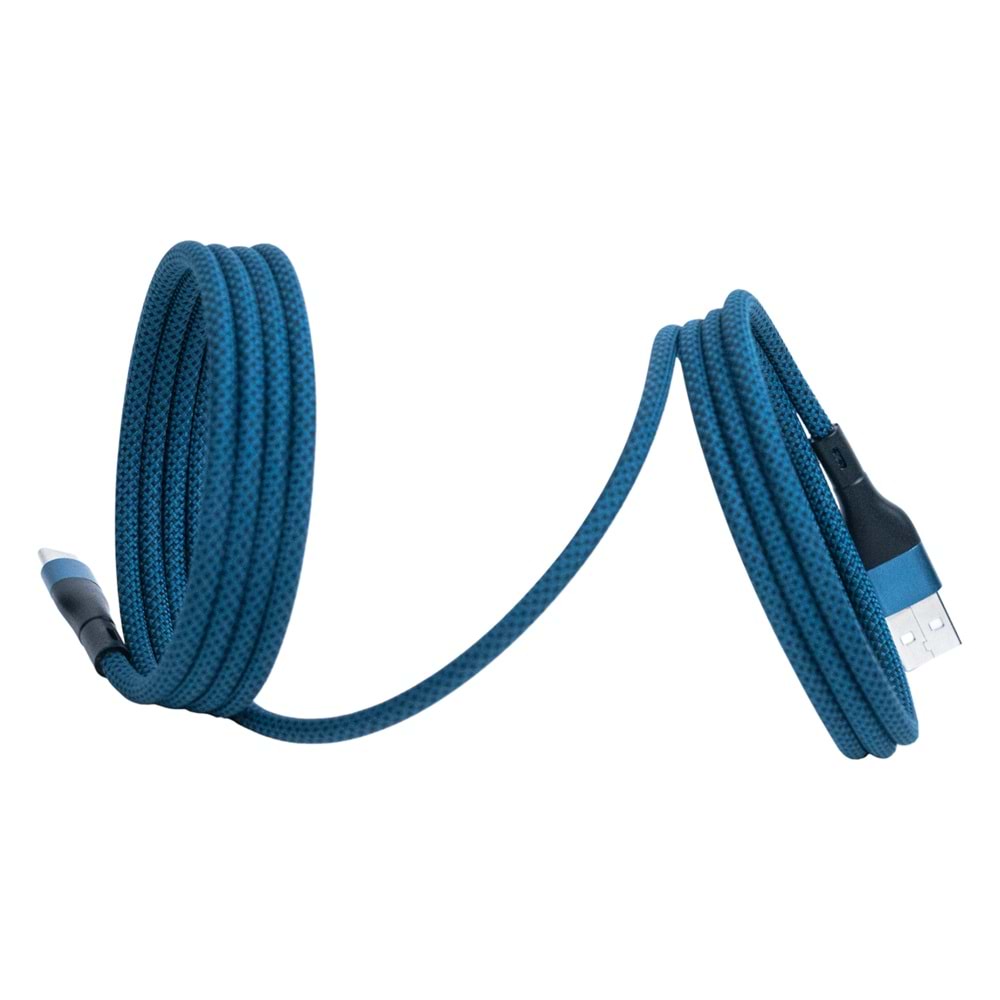Manyetik USB-A to Type-C Süper Hızlı Şarj ve Veri Kablosu 1M MAVİ