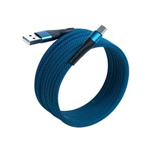 Manyetik USB-A to Type-C Süper Hızlı Şarj ve Veri Kablosu 1M MAVİ