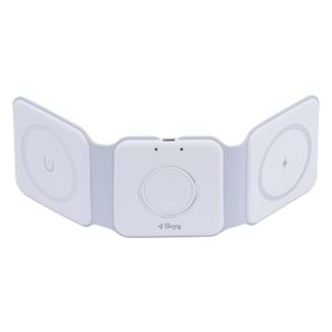 W07B Beyaz 3 in 1 Manyetik Kablosuz Şarj Standı – iPhone, AirPods, Apple Watch