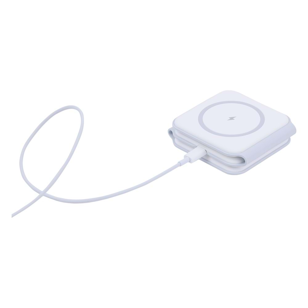 W07B Beyaz 3 in 1 Manyetik Kablosuz Şarj Standı – iPhone, AirPods, Apple Watch