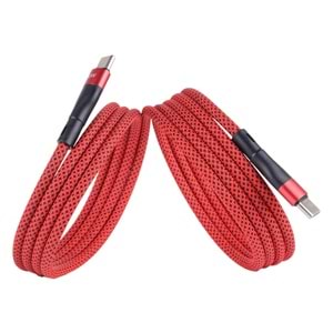 Manyetik 100W Type-C to Type-C Süper Hızlı Şarj ve Veri Kablosu 1 M KIRMIZI