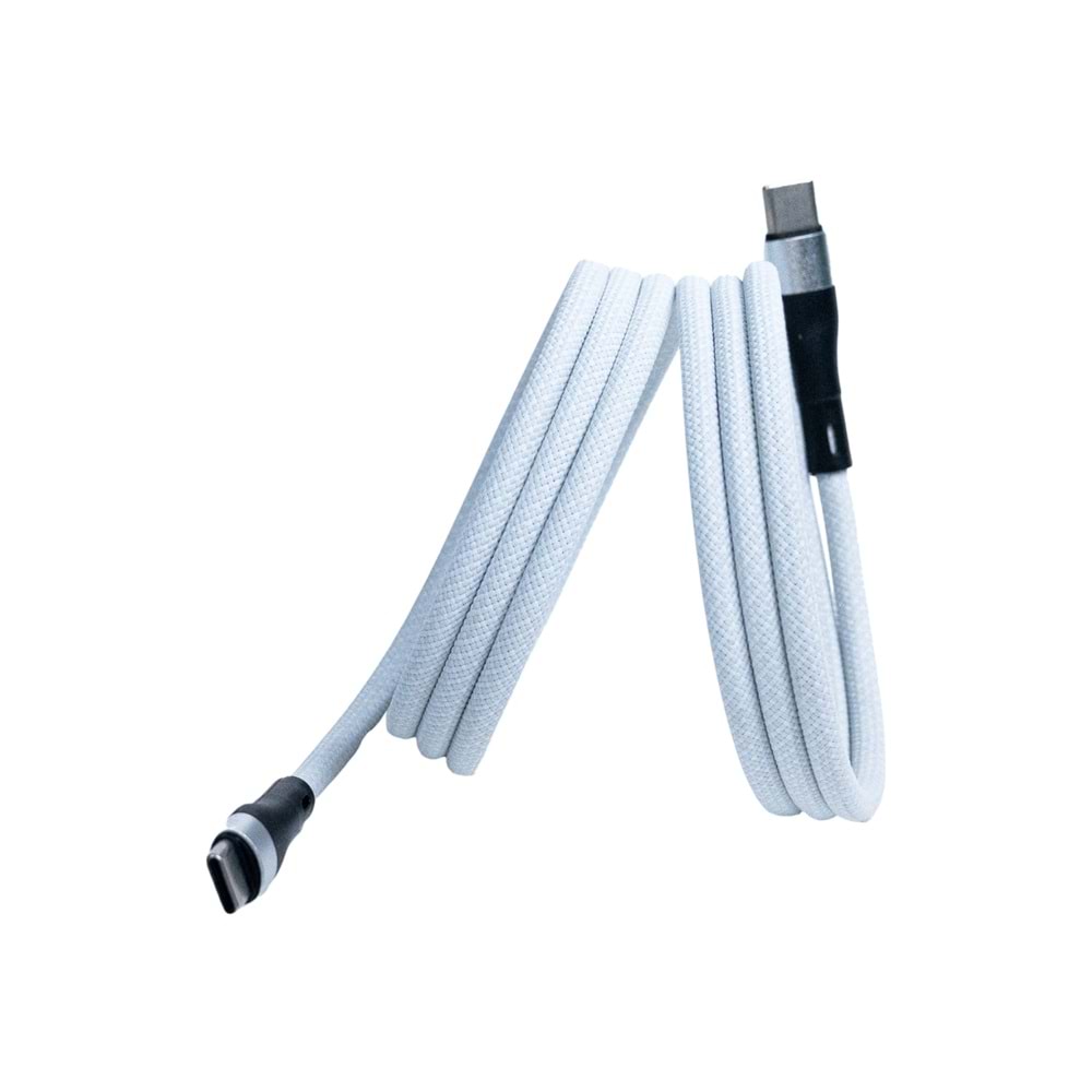 BMCC-05 Beyaz USB-C-C Manyetik Kablo – 1.5 m, 100 W Süper Hızlı Şarj