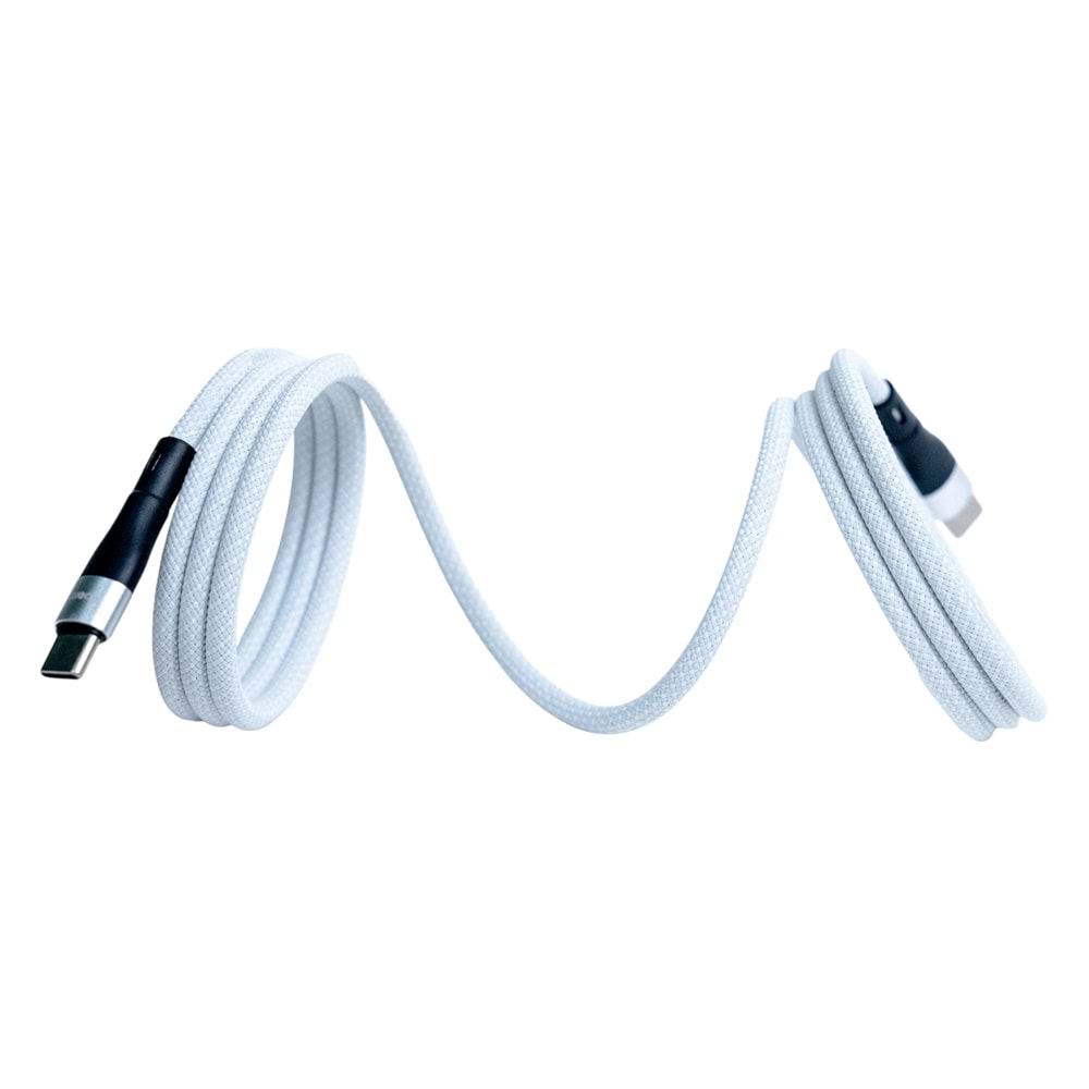 Manyetik 100W Type-C to Type-C Süper Hızlı Şarj ve Veri Kablosu 2 M BEYAZ
