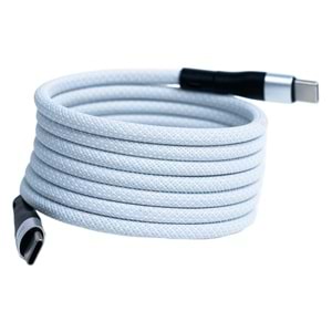Manyetik 100W Type-C to Type-C Süper Hızlı Şarj ve Veri Kablosu 2 M BEYAZ