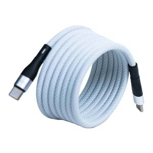 Manyetik 60W Type-C to Type-C Süper Hızlı Şarj ve Veri Kablosu 2 M BEYAZ