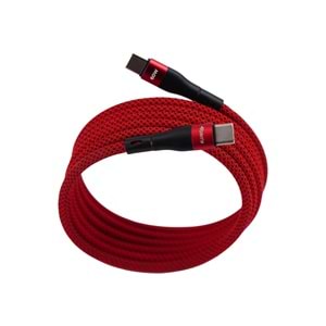 Manyetik 60W Type-C to Type-C Süper Hızlı Şarj ve Veri Kablosu 2 M KIRIMZI