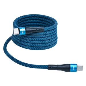 BMCC-03 Mavi Manyetik USB-C-USB-C Kablo – 2 m, 60 W Hızlı Şarj