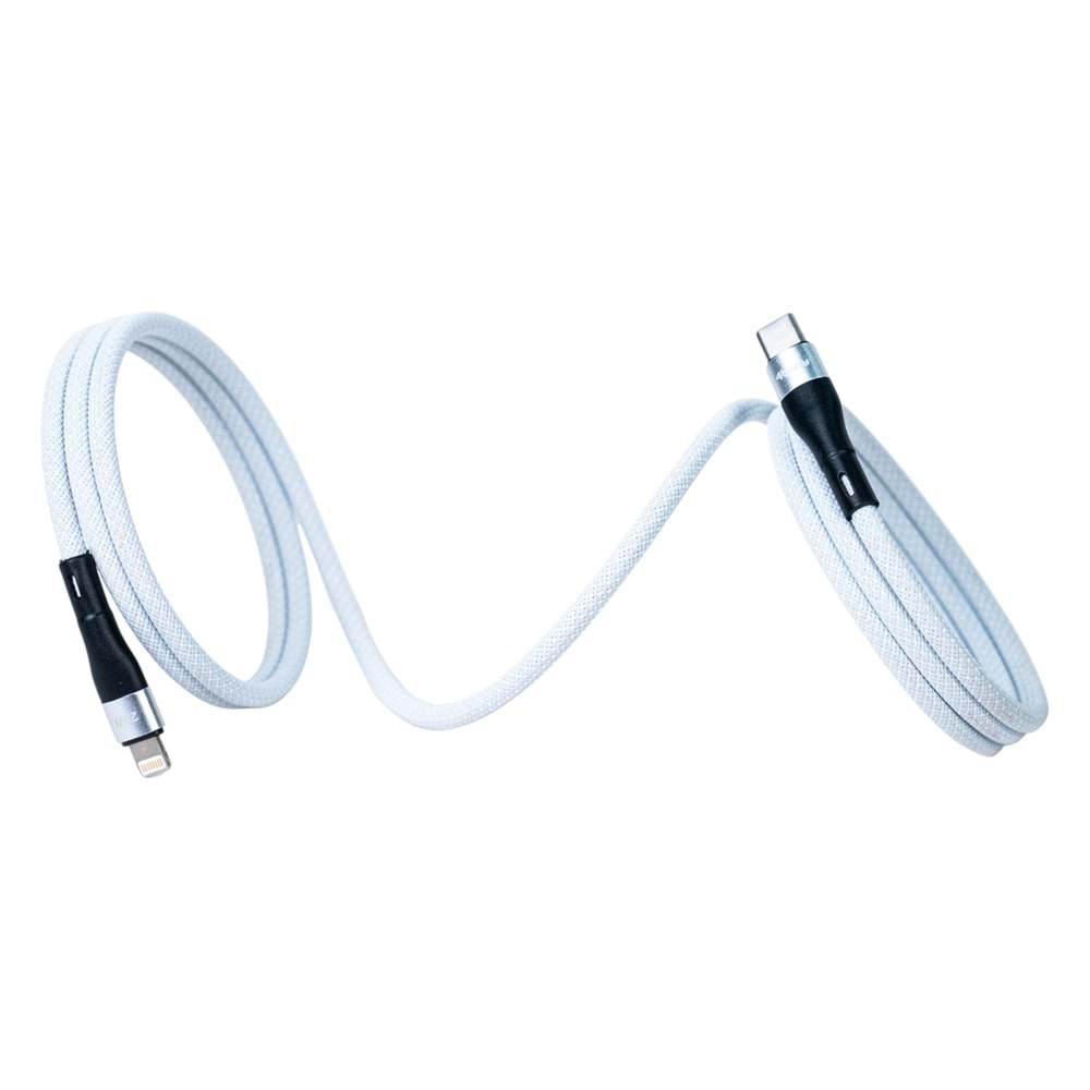 BMLC-02 Beyaz Manyetik 1,5 m Hızlı Şarj Kablosu – Type-C - Lightning, 3 A