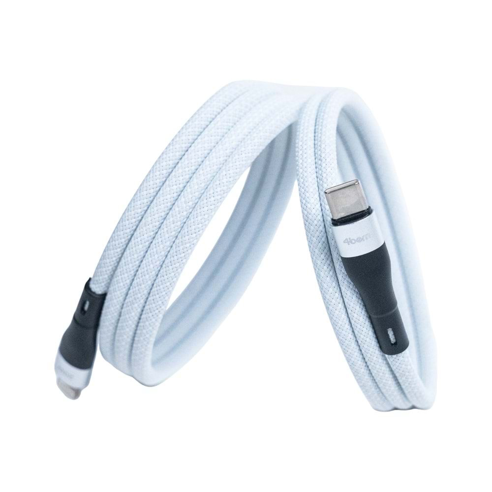 BMLC-02 Beyaz Manyetik 1,5 m Hızlı Şarj Kablosu – Type-C - Lightning, 3 A